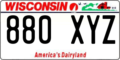 WI license plate 880XYZ