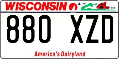 WI license plate 880XZD