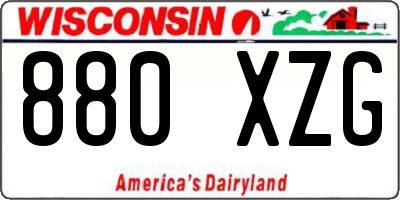 WI license plate 880XZG