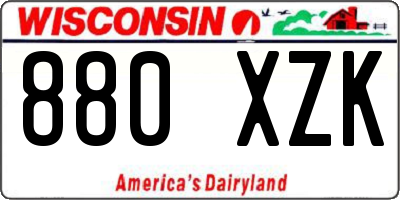 WI license plate 880XZK