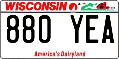 WI license plate 880YEA