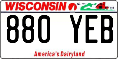 WI license plate 880YEB