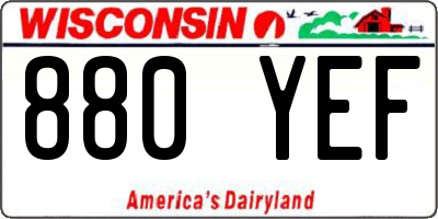 WI license plate 880YEF