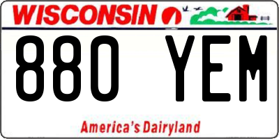 WI license plate 880YEM