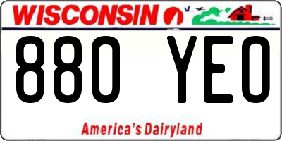 WI license plate 880YEO