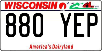 WI license plate 880YEP
