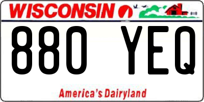 WI license plate 880YEQ