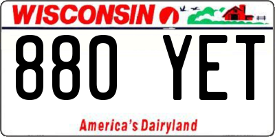 WI license plate 880YET