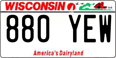 WI license plate 880YEW