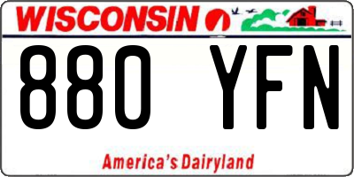 WI license plate 880YFN