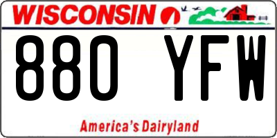 WI license plate 880YFW