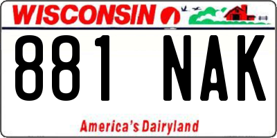 WI license plate 881NAK