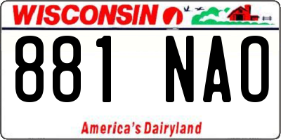 WI license plate 881NAO