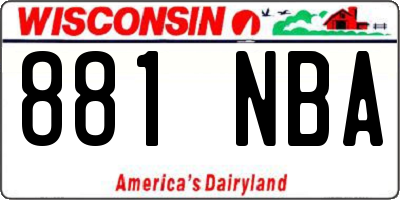 WI license plate 881NBA
