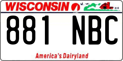 WI license plate 881NBC