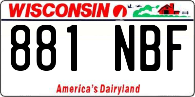 WI license plate 881NBF