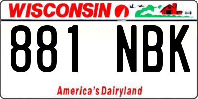 WI license plate 881NBK
