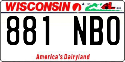 WI license plate 881NBO