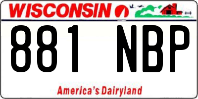 WI license plate 881NBP