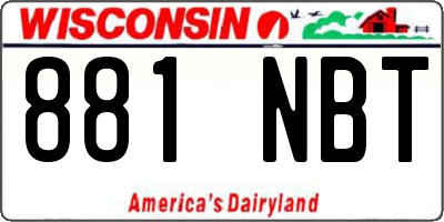 WI license plate 881NBT