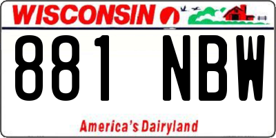 WI license plate 881NBW