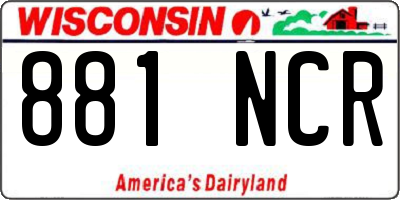 WI license plate 881NCR