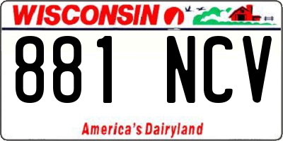 WI license plate 881NCV
