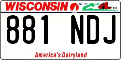 WI license plate 881NDJ