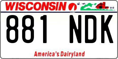 WI license plate 881NDK