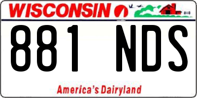 WI license plate 881NDS