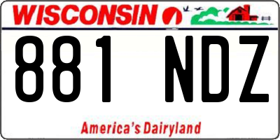 WI license plate 881NDZ