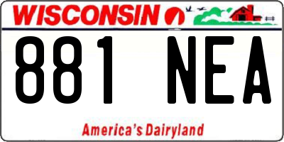 WI license plate 881NEA