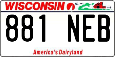 WI license plate 881NEB