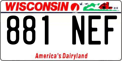 WI license plate 881NEF