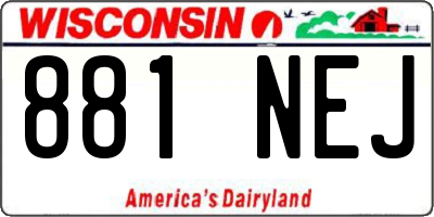 WI license plate 881NEJ