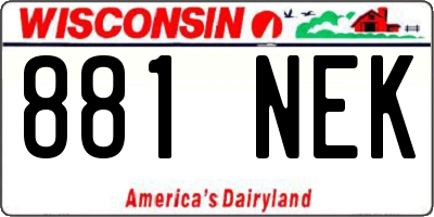 WI license plate 881NEK