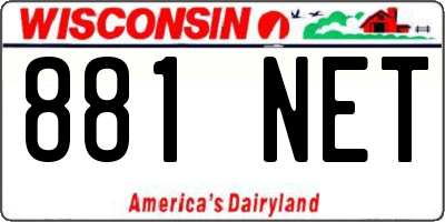 WI license plate 881NET