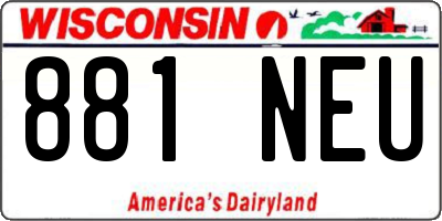 WI license plate 881NEU