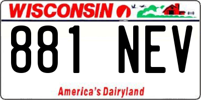 WI license plate 881NEV