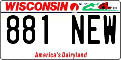 WI license plate 881NEW