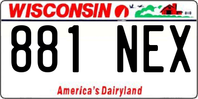 WI license plate 881NEX