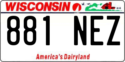 WI license plate 881NEZ