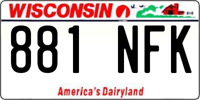 WI license plate 881NFK