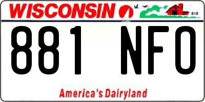 WI license plate 881NFO