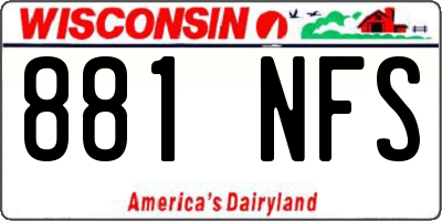 WI license plate 881NFS