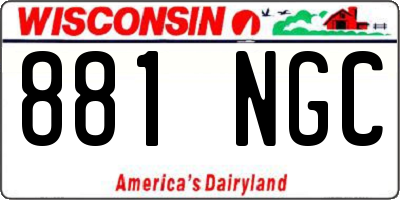 WI license plate 881NGC