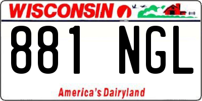 WI license plate 881NGL
