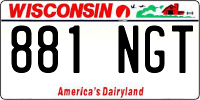 WI license plate 881NGT