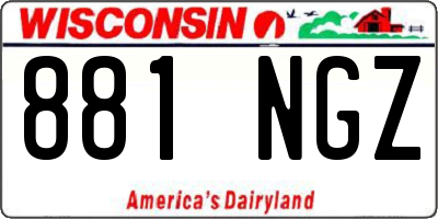 WI license plate 881NGZ