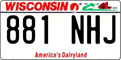 WI license plate 881NHJ